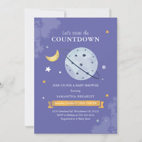 Lets Start The Countdown Outer Space Baby Shower Invitation