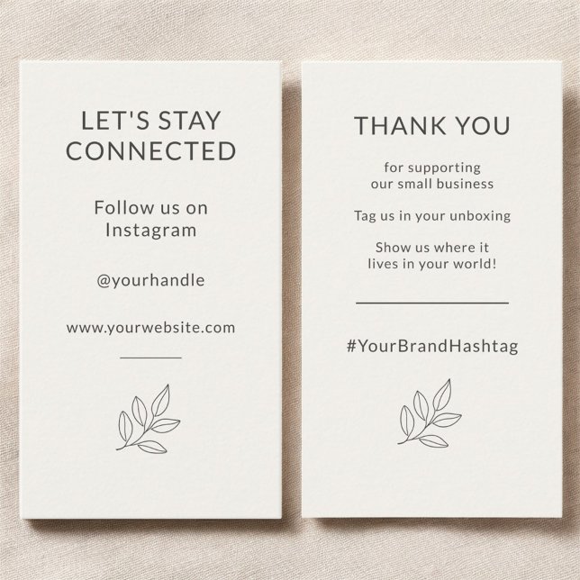 Let's Stay Connected Neutral Minimalist Small Business Card (Creator Uploaded)
