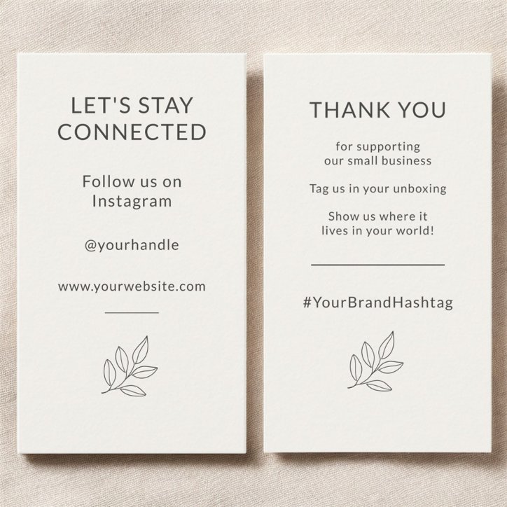 Lets Stay Connected Neutral Minimalist Small Business Card