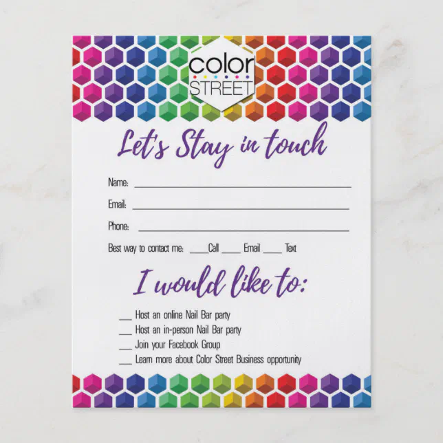 Let's Stay in touch Color Street Flyer | Zazzle
