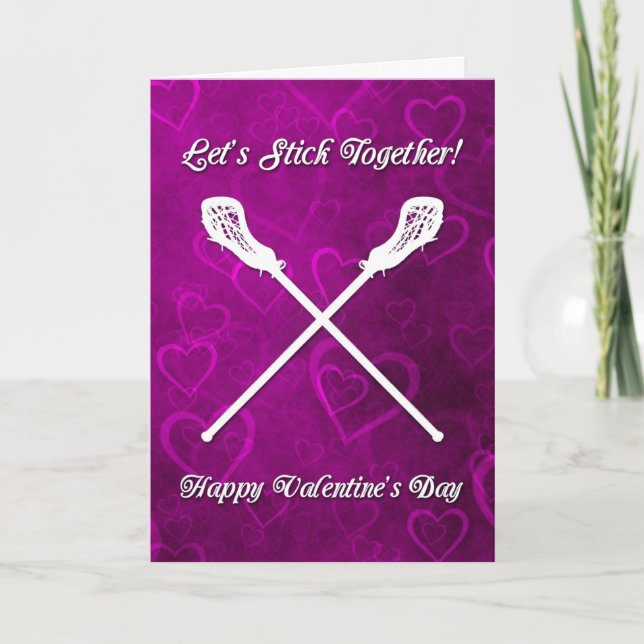 Let's Stick Together Lacrosse Valentine's Day Card (Front)