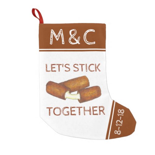 Lets Stick Together Mozzarella Cheese Couples Small Christmas Stocking