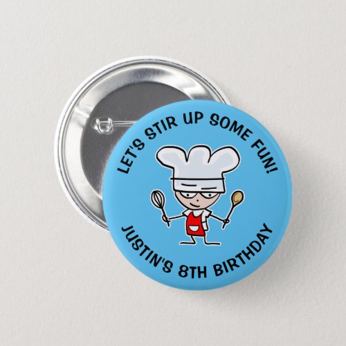 Lets stir up some fun kids baking Birthday Button