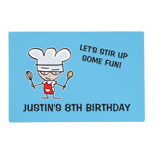 Lets stir up some fun kids baking Birthday party Placemat