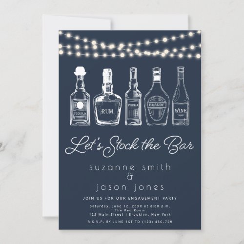 Lets Stock The Bar Engagement Party Invitation