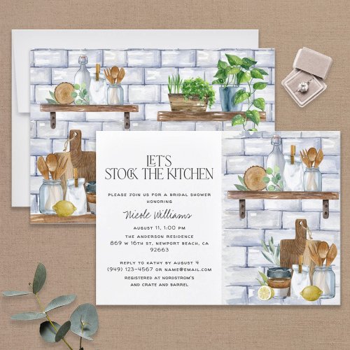 Lets Stock the Kitchen Watercolor Bridal Shower Invitation