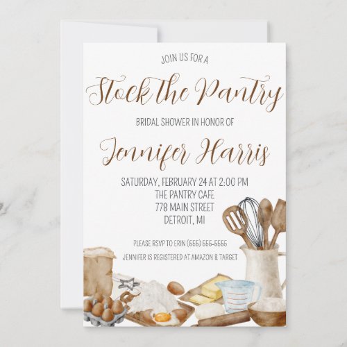Lets Stock the Pantry Kitchen Theme Bridal Shower Invitation
