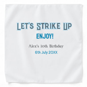 Let's strike up blue gray happy 10 birthday name bandana