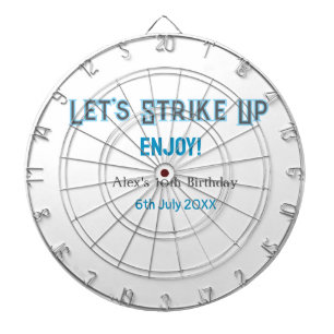 Let's strike up blue gray happy 10 birthday name dart board