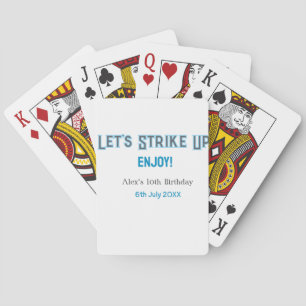 Let's strike up blue gray happy 10 birthday name poker cards