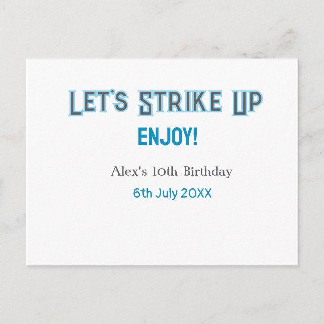 Let's strike up blue gray happy 10 birthday name  postcard (Front)