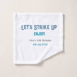 Let's strike up blue gray happy 10 birthday name wash cloth