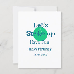 Let's strike up have fun green ball birthday name postcard