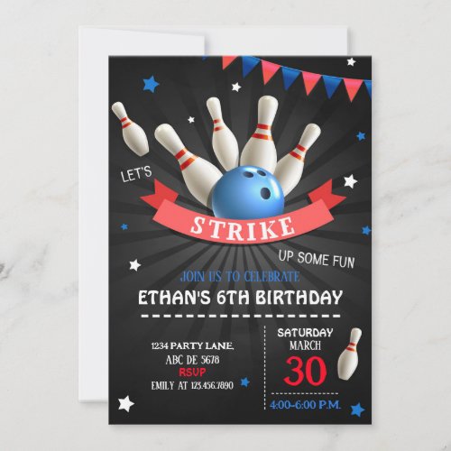 Lets Strike Up Some Fun Bowling Birthday Invitation