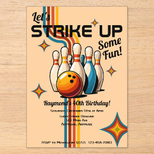 Let's Strike Up Some Fun Bowling Birthday Party Acrylic Invitations