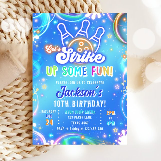 Let's Strike Up Some Fun Bowling Boy Birthday Invitation (Creator Uploaded)