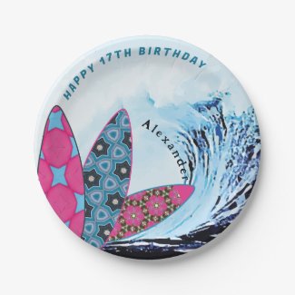 Let's surf surfboard beach birthday party