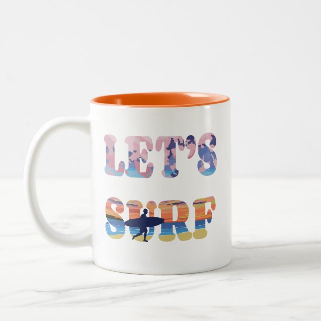 Let's Surf  Two-Tone Coffee Mug (Left)