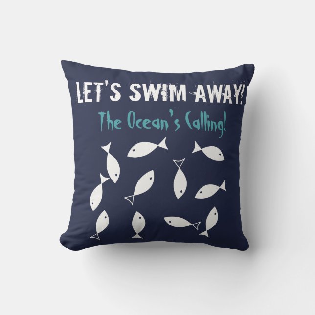 Let's Swim Away The Ocean's Calling Fish Cushion (Front)
