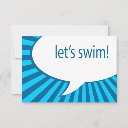 let's swim! comic speech bubble personalized invites