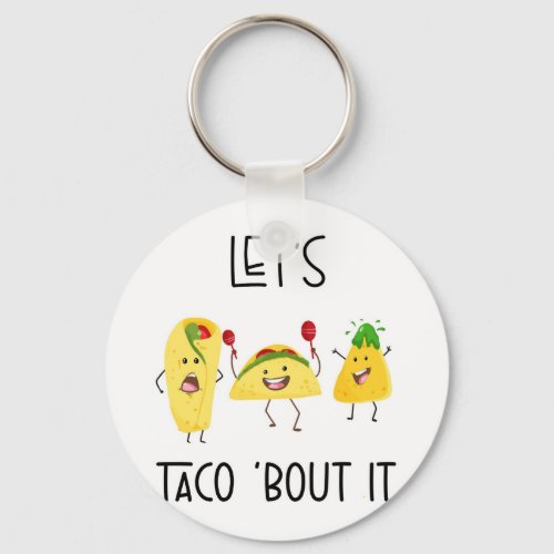 lets taco about it funny thinking of you card keychain