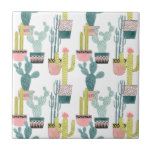 Let's Taco About Love | Cactus Pattern Ceramic Tile<br><div class="desc">Enjoy this fresh creative llama design on a product or wallart piece to enhance and add to the world around you. Artist: Grace Popp</div>