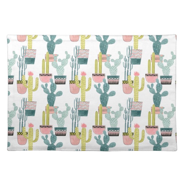 Let's Taco About Love | Cactus Pattern Cloth Placemat (Front)