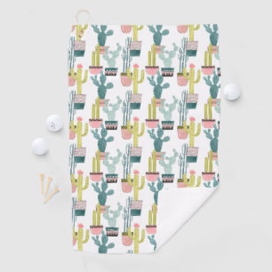 Let's Taco About Love   Cactus Pattern Golf Towel