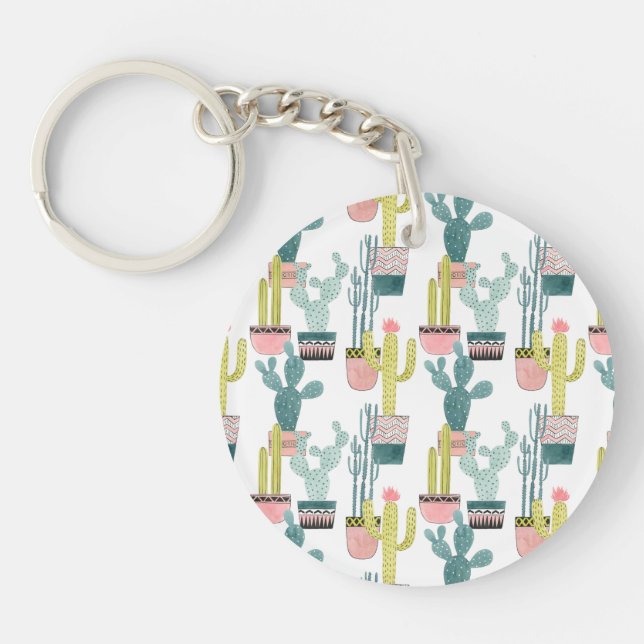 Let's Taco About Love | Cactus Pattern Keychain (Front)