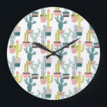 Let's Taco About Love | Cactus Pattern Large Clock<br><div class="desc">Enjoy this fresh creative llama design on a product or wallart piece to enhance and add to the world around you. Artist: Grace Popp</div>