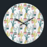Let's Taco About Love | Cactus Pattern Large Clock<br><div class="desc">Enjoy this fresh creative llama design on a product or wallart piece to enhance and add to the world around you. Artist: Grace Popp</div>