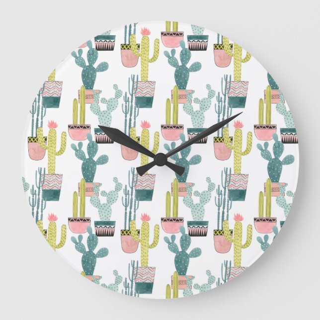 Let's Taco About Love | Cactus Pattern Large Clock (Front)