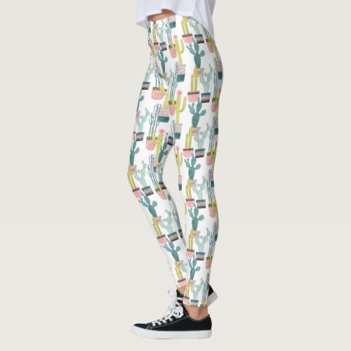 Lets Taco About Love  Cactus Pattern Leggings