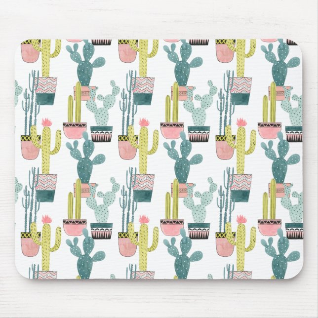 Let's Taco About Love | Cactus Pattern Mouse Pad (Front)