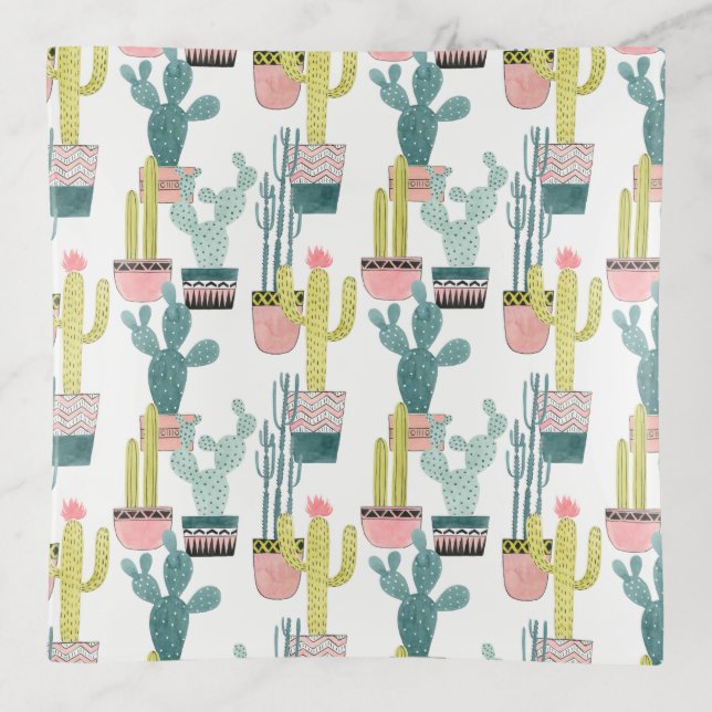 Let's Taco About Love | Cactus Pattern Trinket Tray (Front)