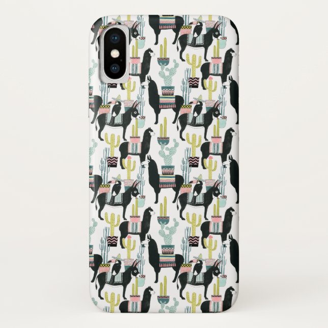 Let's Taco About Love | Llama & Donkey Pattern Case-Mate iPhone Case (Back)