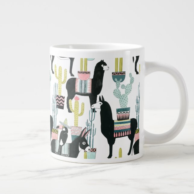 Let's Taco About Love | Llama & Donkey Pattern Giant Coffee Mug (Right)