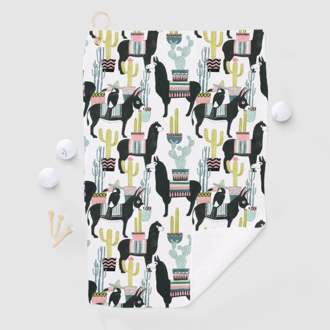 Let's Taco About Love | Llama & Donkey Pattern Golf Towel (InSitu)