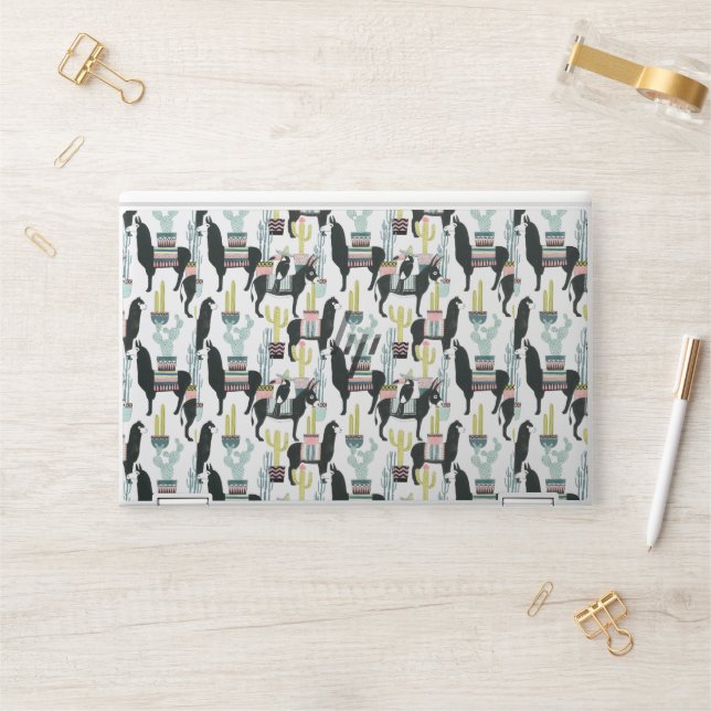 Let's Taco About Love | Llama & Donkey Pattern HP Laptop Skin (Desk)
