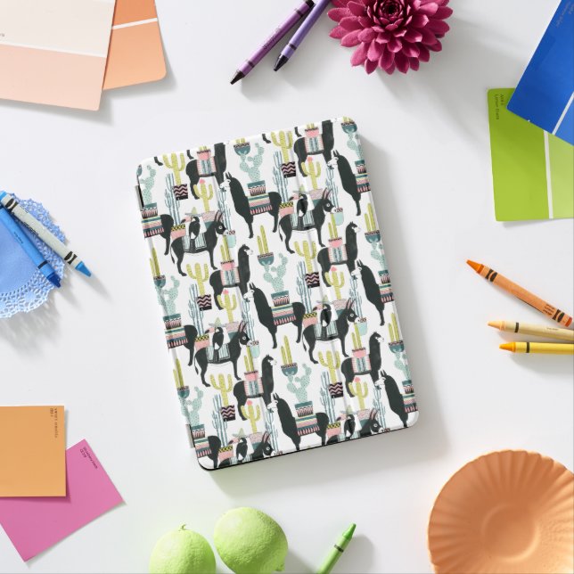Let's Taco About Love | Llama & Donkey Pattern iPad Pro Cover (Desk)