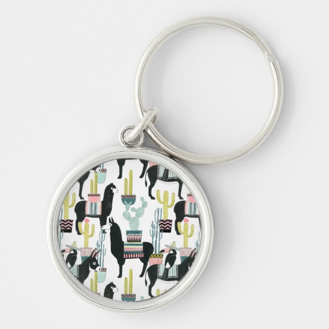 Let's Taco About Love | Llama & Donkey Pattern Keychain (Front)