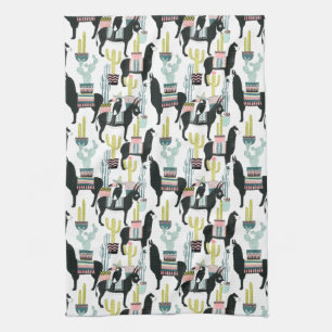 Let's Taco About Love Llama & Donkey Pattern Kitchen Towel