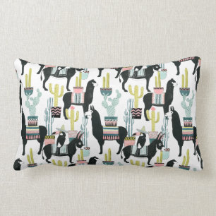 Let's Taco About Love Llama & Donkey Pattern Lumbar Pillow