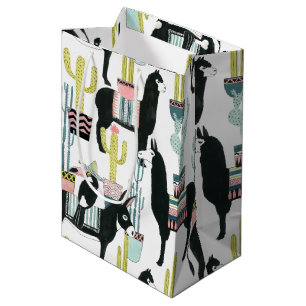 Let's Taco About Love   Llama & Donkey Pattern Medium Gift Bag