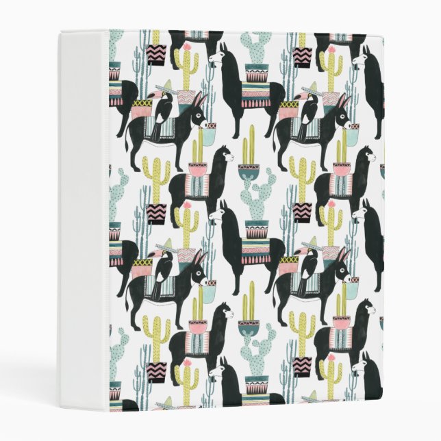 Let's Taco About Love | Llama & Donkey Pattern Mini Binder (Front/Spine)