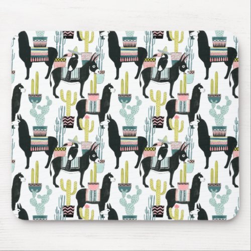 Lets Taco About Love  Llama  Donkey Pattern Mouse Pad