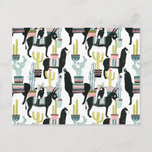 Let's Taco About Love Llama & Donkey Pattern Postcard