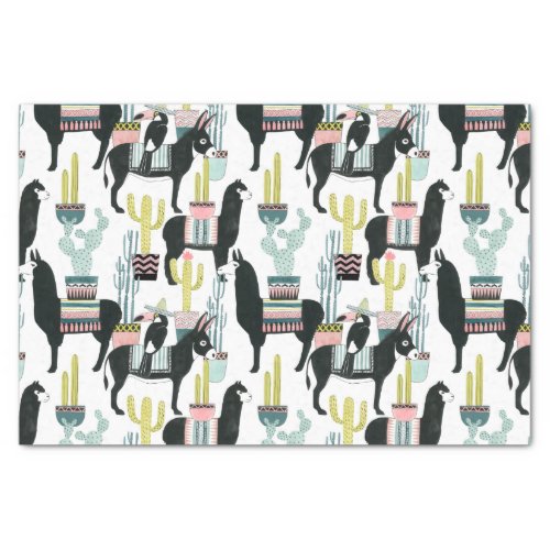 Lets Taco About Love  Llama  Donkey Pattern Tissue Paper
