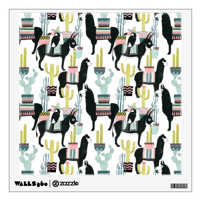 Let's Taco About Love | Llama & Donkey Pattern Wall Decal (Front)