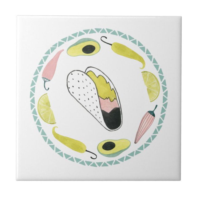 Let's Taco About Love | Taco Element Circle Ceramic Tile (Front)